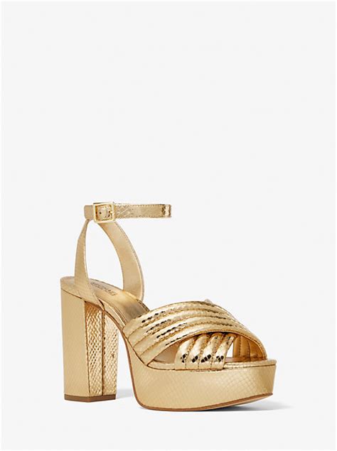 michael kors royce sandal|Royce Quilted Metallic Python Embossed Leather Platform Sandal.